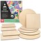 ARTEZA MDF Wood Slices, Set of 10, 5 x 11.8-Inch Circles and 5 x 9.05-Inch Squares, Unfinished Wooden Pieces for DIY Craft and Art Projects